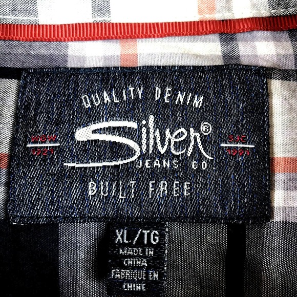 SILVER Jeans Co Mens L/S Western Plaid Pearl Snap Shirt Size XL Maple $58 - Picture 2 of 5